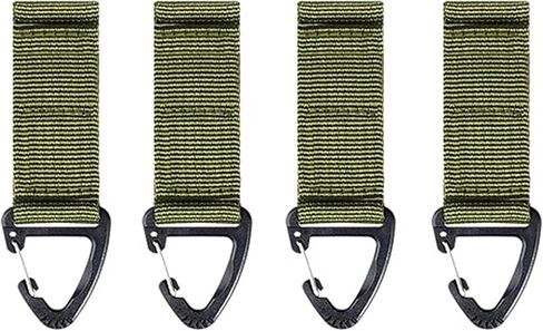 Tactical Key Ring Chain, D-Ring Snap Clip Carabiner, Multifunction Keychain Webbing Belt Holder 4PCS, Gear Hook for Hiking Camping Outdoor Sports Backpack Accessories Green in Saudi Arabia