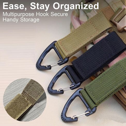 Tactical Key Ring Chain, D-Ring Snap Clip Carabiner, Multifunction Keychain Webbing Belt Holder 4PCS, Gear Hook for Hiking Camping Outdoor Sports Backpack Accessories Green in Saudi Arabia