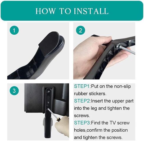 2 قطعة قاعدة حامل تلفزيون من الألومنيوم العالمي لهاتف Samsung وVizio وSony LCD TV باللون الأسود وحامل الطاولة in Kuwait