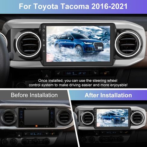 ستيريو راديو السيارة AWESAFE لسيارة Toyota Tacoma 2016 2017 2018 2019 2020 2021، وحدة رأس شاشة تعمل باللمس Android 13 سلكية تعمل بنظام Android Auto Bluetooth GPS Navigation in Saudi Arabia