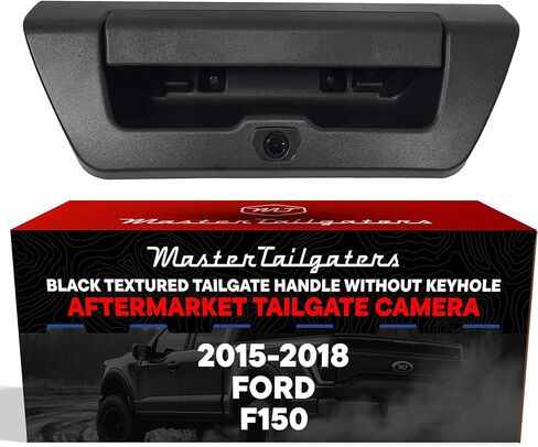 Master Tailgaters Black Tailgate Handle with Backup Camera Replacement for Ford F150 (2015-2018) | No Key Hole | IP68 Waterproof | Parking Grid Lines Available | Easy to Install in Saudi Arabia