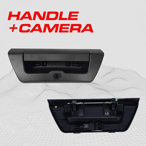 Master Tailgaters Black Tailgate Handle with Backup Camera Replacement for Ford F150 (2015-2018) | No Key Hole | IP68 Waterproof | Parking Grid Lines Available | Easy to Install in Saudi Arabia