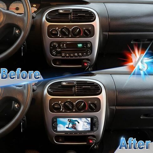 Android 14 Double Din Car Stereo ترقية راديو لسيارة Dodge Neon 2000-2005، 2G+32G 6.86 بوصة شاشة لمس لاسلكية Carplay Android Auto GPS WiFi Bluetooth RDS DSP SWC Mirrorlink Mic كاميرا احتياطية in Kuwait