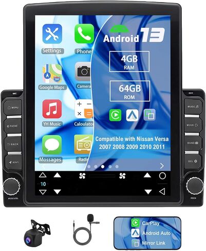راديو سيارة Android 13 Double Din متوافق مع Nissan Versa 2007 2008 2009 2010 2011، 4G+64G 9.7 بوصة شاشة لمس ستيريو للسيارة مع تشغيل لاسلكي Android Auto GPS WiFi Mic كاميرا احتياطية in Kuwait