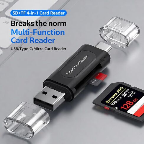 قارئ بطاقة SD USB C، قارئ بطاقة ذاكرة مزدوج الفتحة عالي السرعة لـ SD/MicroSD/SDHC/SDXC/MMC، متوافق مع iPhone 16، MacBook Pro/Air، iPad Pro، Galaxy in Saudi Arabia