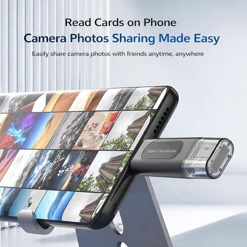 قارئ بطاقة SD USB C، قارئ بطاقة ذاكرة مزدوج الفتحة عالي السرعة لـ SD/MicroSD/SDHC/SDXC/MMC، متوافق مع iPhone 16، MacBook Pro/Air، iPad Pro، Galaxy in Saudi Arabia