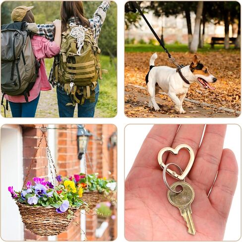12pcs Heart Carabiner Clip,Alloy Mini Carabiner,2 Sizes Heart Keychains for Hiking Backpack,Car Charms,Purse Bling（Gold,Silver,Black） in Saudi Arabia
