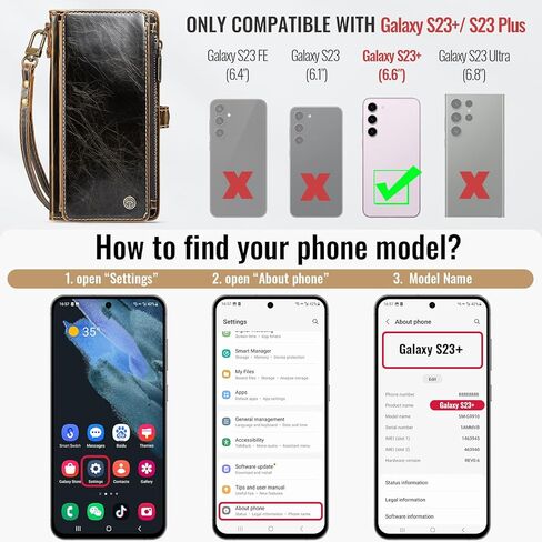Defencase متوافق مع محفظة Samsung Galaxy S23 Plus مع حامل بطاقات RFID للنساء، جراب هاتف بحزام مغناطيسي من جلد البولي يوريثان مناسب لهاتف Galaxy S23 Plus 5G 6.6 بوصة، أرجواني in Saudi Arabia