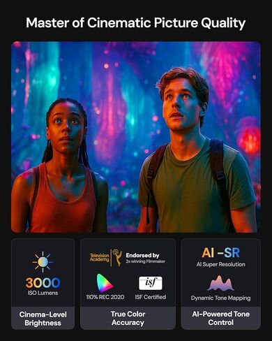 جهاز عرض ليزر VisionMaster Pro2 ثلاثي 4K مع حامل ثلاثي القوائم من خشب الجوز in Kuwait