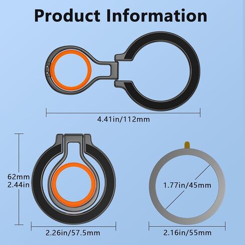 Magnetic Silicone Phone Ring Grip Holder Compatible with iPhone 17 16 15 14 13 12 Pro Max,MagSafe Finger Loop Grip Phone Holder Magnetic MagSafe Kickstand Ring Stand in Saudi Arabia