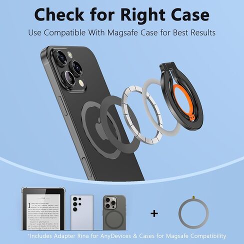 Magnetic Silicone Phone Ring Grip Holder Compatible with iPhone 17 16 15 14 13 12 Pro Max,MagSafe Finger Loop Grip Phone Holder Magnetic MagSafe Kickstand Ring Stand in Saudi Arabia