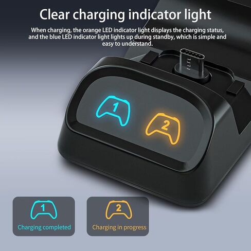 Switch Controller Charger, Fast Charging Dock for Switch Pro Controller, Xbox Series X/S Controller, PS5 Controller, and Type-C Gamepads – Dual Charger Station with LED Indicators, and Type-C Adapter in Kuwait