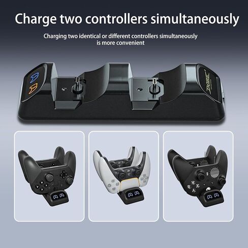 Switch Controller Charger, Fast Charging Dock for Switch Pro Controller, Xbox Series X/S Controller, PS5 Controller, and Type-C Gamepads – Dual Charger Station with LED Indicators, and Type-C Adapter in Kuwait