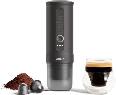Outin Nano Machine Electral Espresso Machine ، صانع القهوة السفر للتخييم ، وصانع القهوة للسيارات مع USB-C ، مع كبسولة Ground Coffee و NS للربع المشي لمسافات طويلة ، والمشي لمسافات طويلة ، والمكتب in Kuwait
