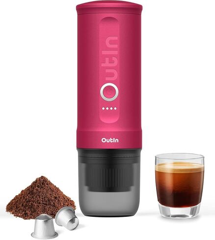 OutIn Nano Portable Electric Espresso Machine, Travel Coffee Maker for Camping, Car Coffee Maker Self-Heating with USB-C, With Ground Coffee & NS Capsule for RV, Hiking, Office in Kuwait