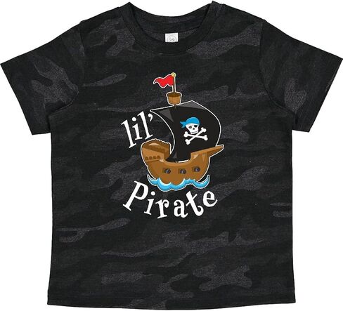 تي شيرت Inktastic Lil' Pirate Pirate Ship، أزرق باندانا للأطفال الصغار in Kuwait