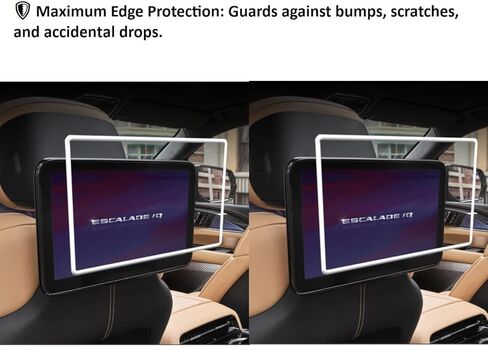 Silicone Screen Protector for 2021-2026 Cadillac Escalade Rear Seat Entertainment System, Soft Edge Guard Shockproof Anti-Crash Cover for Backseat Headrest Screen, Easy to Install & Remove (White) in Saudi Arabia