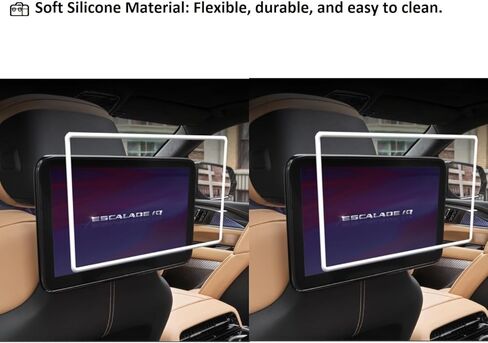 Silicone Screen Protector for 2021-2026 Cadillac Escalade Rear Seat Entertainment System, Soft Edge Guard Shockproof Anti-Crash Cover for Backseat Headrest Screen, Easy to Install & Remove (White) in Saudi Arabia