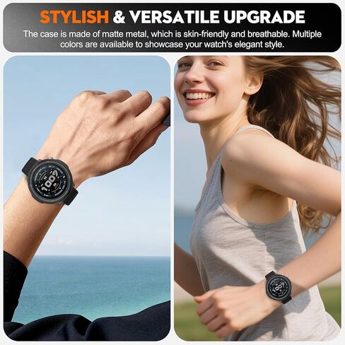 حافظة معدنية للساعة الذكية Amazfit Balance 2 مقاس 47 مم، إطار معدني 2 في 1 وغطاء خلفي شفاف من البولي كربونات مع ملحقات قماش للتنظيف، واقي متين مقاوم للصدمات للتوازن 2 47 مم للرجال والنساء (أسود) in Saudi Arabia