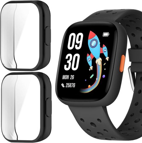 Lamshaw متوافق مع حافظة الساعة الذكية BIGGERFIVE BW02، حافظة TPU مع واقي شاشة متوافق مع الساعة الذكية BIGGERFIVE BW02 (عبوتان - وردي + شفاف) in Kuwait