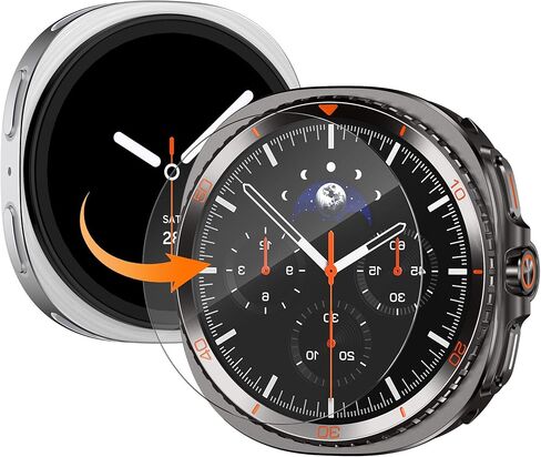 حافظة معدنية 3 في 1 لساعة سامسونج جالاكسي الترا 47 ملم مع واقي شاشة، مصد معدني متين مع طبقة من الزجاج المقوى 9H + غطاء خلفي لساعة جالاكسي الترا 47 ملم in Kuwait