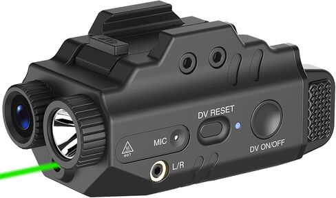 DEFENTAC 500 Lumens Pistol Light Laser Combo with HD 1080P Camera is Compatible with Picatinny Rail, Rechargeable Tactical Flashlight and Green Laser Sight with Strobe/Momentary in Saudi Arabia