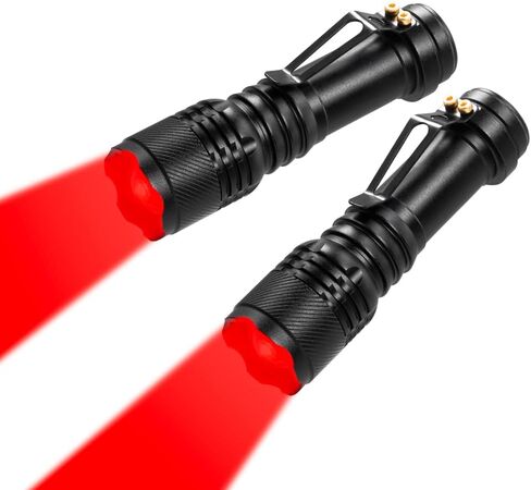 2 حزمة ضوء أحمر مصباح يدوي وضع واحد أحمر LED مصباح يدوي وضع واحد زوومابلي ضوء الليل الشعلة لعلم الفلك الطيران والمراقبة الليلية in Kuwait