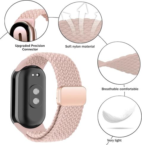 حزام مجدول من النايلون متوافق مع سوار Xiao Mi Band 8/9/10، حزام مطاطي للنساء والرجال in Saudi Arabia