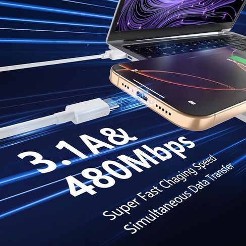 كابل USB إلى USB C لشاحن سيارة iPhone 17/16/15، 2 حزمة سلك Carplay بطول 3 أقدام شحن سريع لهاتف iPhone 17/16/15 Air Plus Pro Max، iPad Pro Air (أبيض) in Kuwait