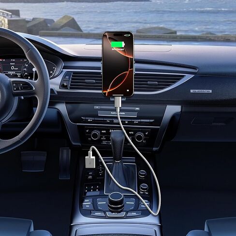 كابل USB إلى USB C لشاحن سيارة iPhone 17/16/15، 2 حزمة سلك Carplay بطول 3 أقدام شحن سريع لهاتف iPhone 17/16/15 Air Plus Pro Max، iPad Pro Air (أبيض) in Kuwait