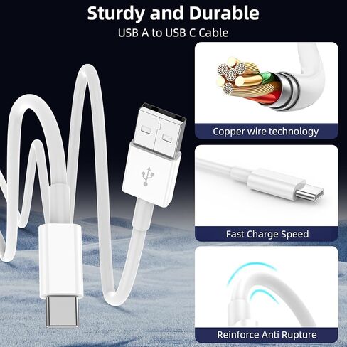 كابل USB إلى USB C لشاحن سيارة iPhone 17/16/15، 2 حزمة سلك Carplay بطول 3 أقدام شحن سريع لهاتف iPhone 17/16/15 Air Plus Pro Max، iPad Pro Air (أبيض) in Kuwait