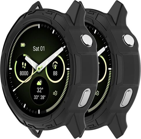 مخصص لـ Garmin Venu 4 45MM حافظة واقية من مادة TPU وغطاء حماية إطار ممتص للصدمات وغطاء مقاوم للصدمات وإكسسوارات الساعة الذكية (أسود وأسود) in Saudi Arabia