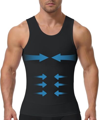 Mens Compression Shirt Slimming Body Shaper Vest Gynecomastia Compression Shirt in Saudi Arabia