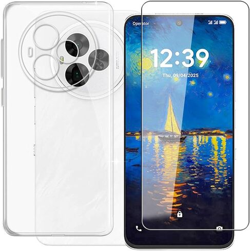 for TCL NxtPaper 60 Ultra (7.20") Case + Tempered Glass Screen Protector, Clear Soft Silicone TPU Bumper Shell, Ultra-Thin Anti-Fall Back Cover for - Transparent in Saudi Arabia