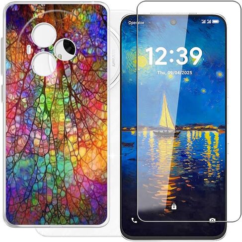 for TCL NxtPaper 60 Ultra (7.20") Case + Tempered Glass Screen Protector, Clear Soft Silicone TPU Bumper Shell, Ultra-Thin Anti-Fall Back Cover for - Transparent in Saudi Arabia