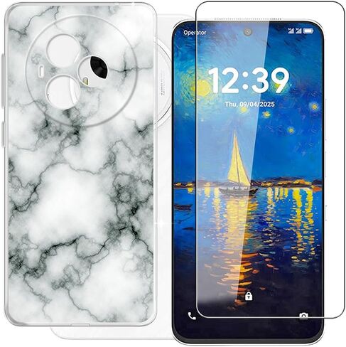 for TCL NxtPaper 60 Ultra (7.20") Case + Tempered Glass Screen Protector, Clear Soft Silicone TPU Bumper Shell, Ultra-Thin Anti-Fall Back Cover for - Transparent in Saudi Arabia