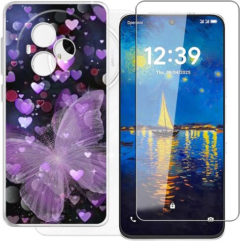 for TCL NxtPaper 60 Ultra (7.20") Case + Tempered Glass Screen Protector, Clear Soft Silicone TPU Bumper Shell, Ultra-Thin Anti-Fall Back Cover for - Transparent in Saudi Arabia