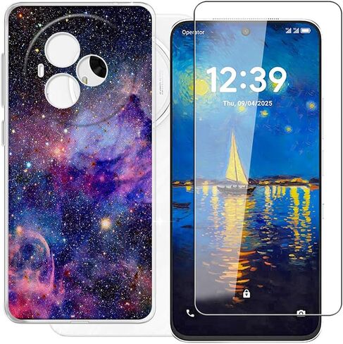 for TCL NxtPaper 60 Ultra (7.20") Case + Tempered Glass Screen Protector, Clear Soft Silicone TPU Bumper Shell, Ultra-Thin Anti-Fall Back Cover for - Transparent in Saudi Arabia