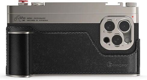 مجموعة التصوير الفوتوغرافي Fotorgear Retro لهاتف iPhone - شريط التحكم في الكاميرا المادية مع التركيز اليدوي، وأدوات التحكم في الغالق والتكبير، وعدسة هاتف قابلة للتوسيع ومحول مناسب 67 مم (iPhone 16 Pro) أسود in Saudi Arabia