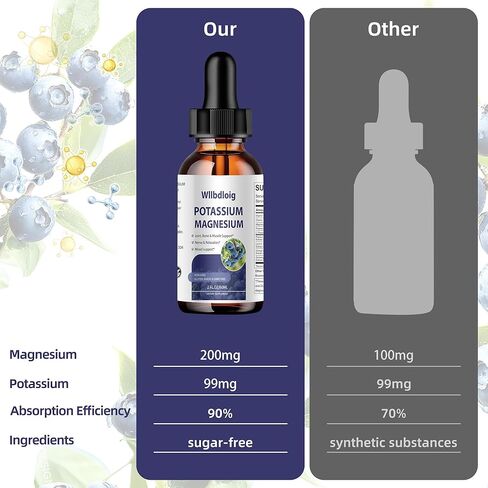 Potassium Magnesium Supplement Liquid Drops 2 Pack,High Absorption Potassium Supplement with Magnesium,L-Theanine, Vegan,Organic Potasio Support Leg Cramps, Bone, Muscle,4 Fl oz in Saudi Arabia