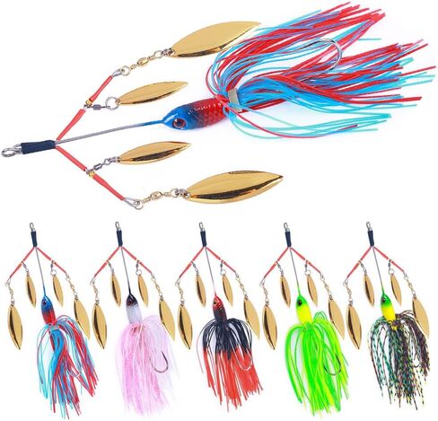 Fishing Lures 5Pcs Buzzbaits Buzz Baits Multicolor Spinner Baits for Bass Fishing Stainless Steel Spoon for Bass Pike Fishing in Saudi Arabia