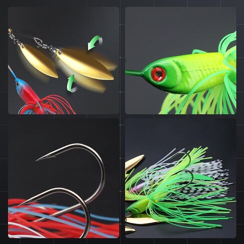 Fishing Lures 5Pcs Buzzbaits Buzz Baits Multicolor Spinner Baits for Bass Fishing Stainless Steel Spoon for Bass Pike Fishing in Saudi Arabia