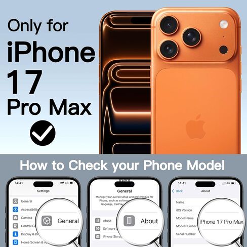 JETech Case for iPhone 17 Pro Max 6.9-Inch with Built-in Tempered Glass Screen Protector and Camera Control Button, Compatible with MagSafe, 360 Degree Full Body Cover (Orange) in Kuwait