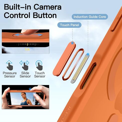 JETech Case for iPhone 17 Pro Max 6.9-Inch with Built-in Tempered Glass Screen Protector and Camera Control Button, Compatible with MagSafe, 360 Degree Full Body Cover (Orange) in Kuwait