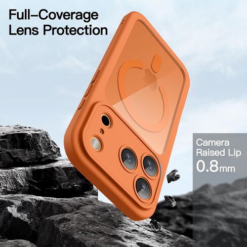 JETech Case for iPhone 17 Pro Max 6.9-Inch with Built-in Tempered Glass Screen Protector and Camera Control Button, Compatible with MagSafe, 360 Degree Full Body Cover (Orange) in Kuwait