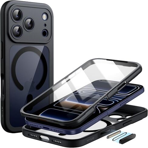 JETech Case for iPhone 17 Pro Max 6.9-Inch with Built-in Tempered Glass Screen Protector and Camera Control Button, Compatible with MagSafe, 360 Degree Full Body Cover (Orange) in Kuwait