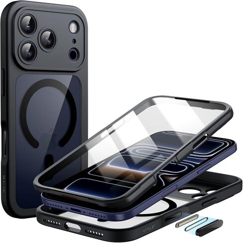 JETech Case for iPhone 17 Pro Max 6.9-Inch with Built-in Tempered Glass Screen Protector and Camera Control Button, Compatible with MagSafe, 360 Degree Full Body Cover (Orange) in Kuwait
