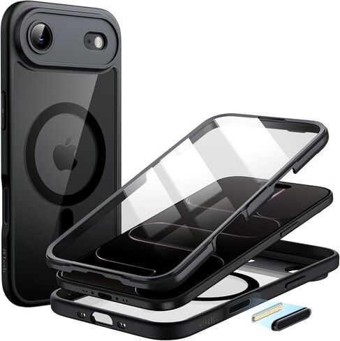 JETech Case for iPhone 17 Pro Max 6.9-Inch with Built-in Tempered Glass Screen Protector and Camera Control Button, Compatible with MagSafe, 360 Degree Full Body Cover (Orange) in Kuwait