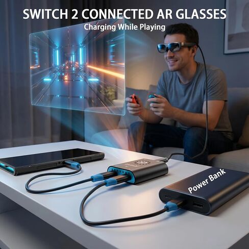 محول طاقة مزدوج العرض USB C إلى HDMI وUSB C إلى نظارات Xreal/Viture/RayNeo AR أو شاشات HDMI/Type C أثناء الشحن لجهاز Steam Deck، وROG Ally، وSwitch، ومتوافق مع 4K 144 هرتز|مروحة تبريد مدمجة in Kuwait