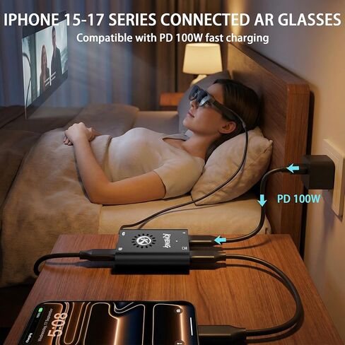 محول طاقة مزدوج العرض USB C إلى HDMI وUSB C إلى نظارات Xreal/Viture/RayNeo AR أو شاشات HDMI/Type C أثناء الشحن لجهاز Steam Deck، وROG Ally، وSwitch، ومتوافق مع 4K 144 هرتز|مروحة تبريد مدمجة in Kuwait